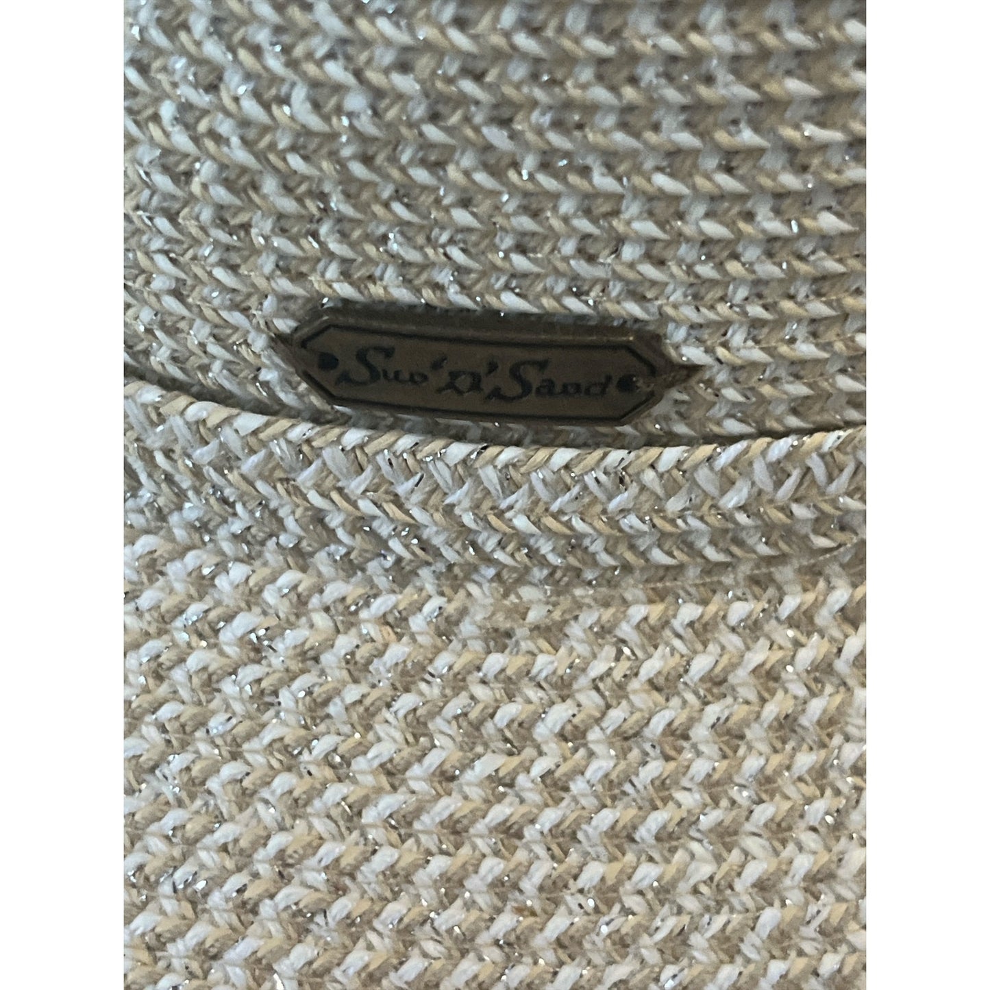 Sun ‘N’ Sand Y2K Wide Brim Hat | Beige Straw with Subtle Sparkle | Packable Resort Style