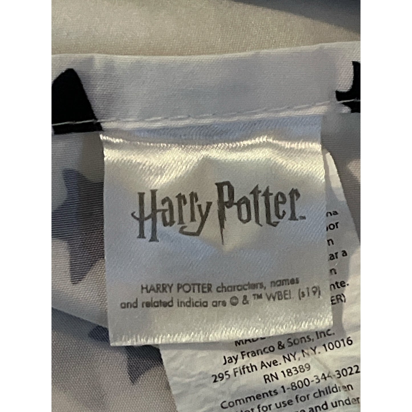 Harry Potter Full Size Flat Sheet Jay Franco Glasses Stars Wizard Hat White Black