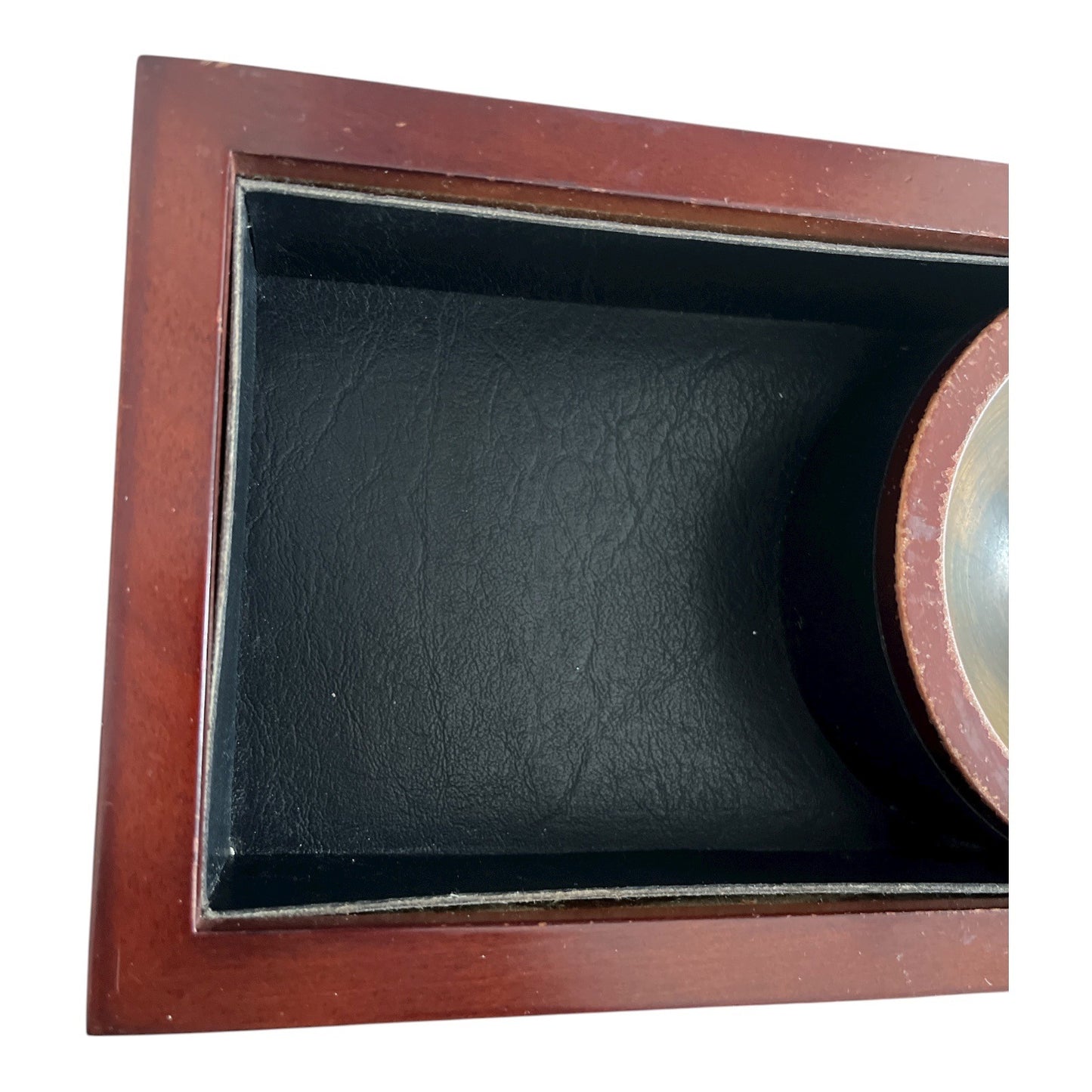 Bombay Company 2005 Wooden Desk Organizer with Brass Emblem Bowl – Mahogany Finish
