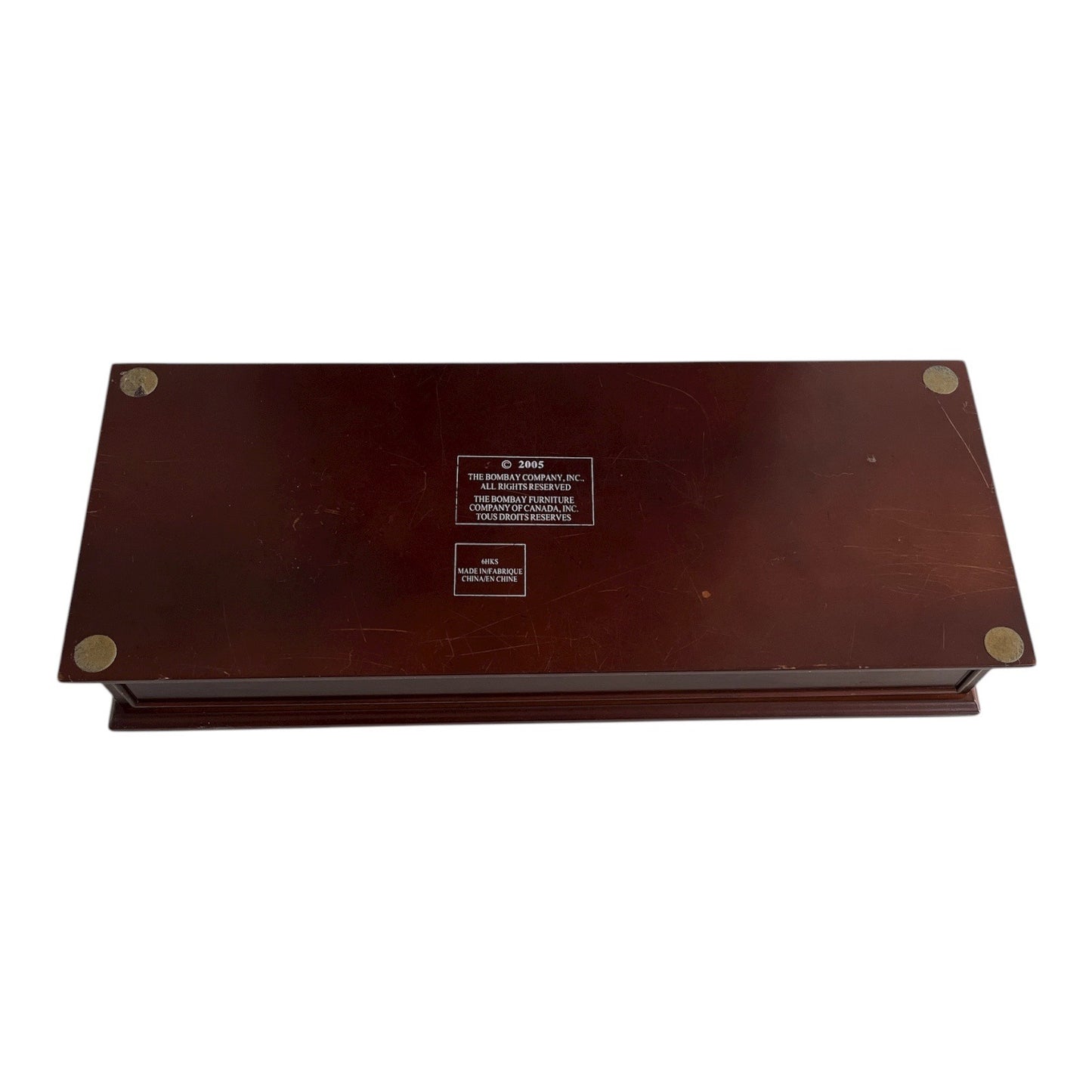 Bombay Company 2005 Wooden Desk Organizer with Brass Emblem Bowl – Mahogany Finish
