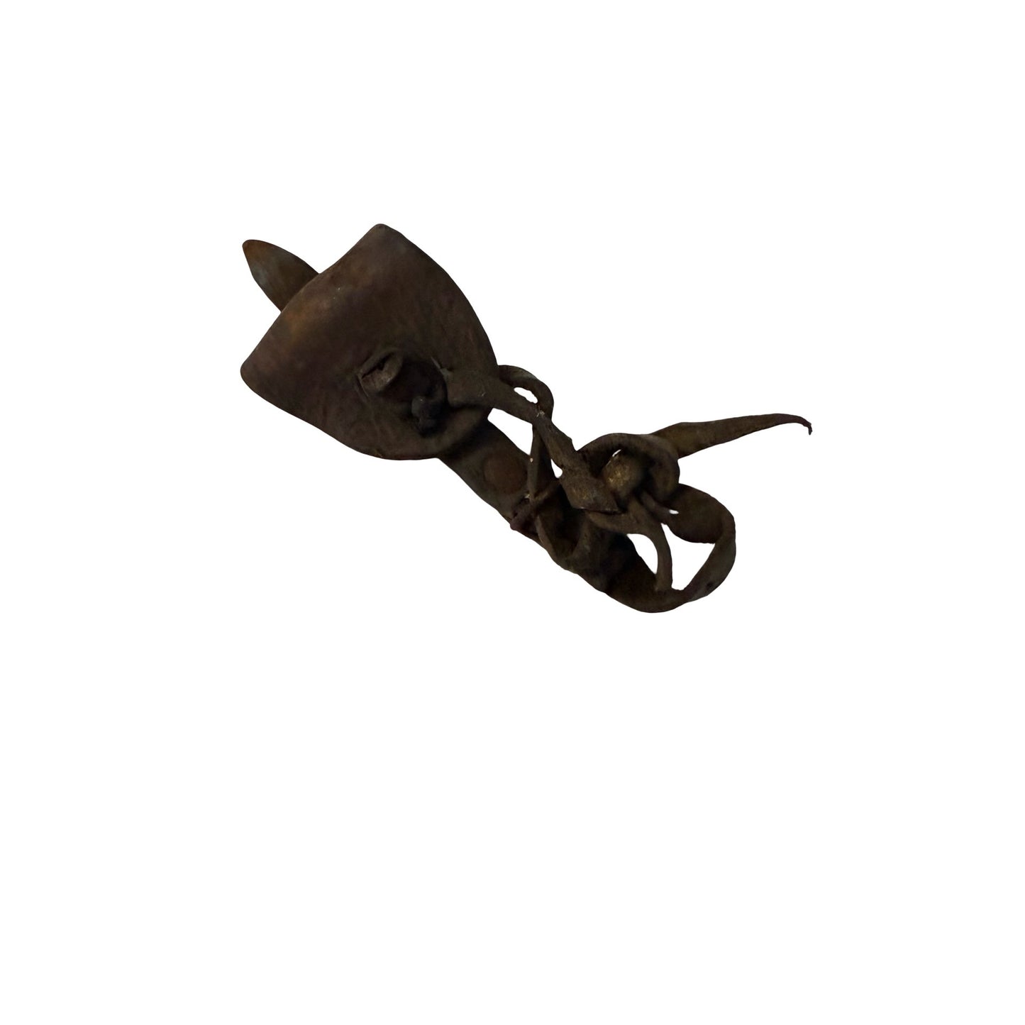Antique Hand Forged Iron Hook Clasp Primitive Blacksmith Made Iron Artifact 5"