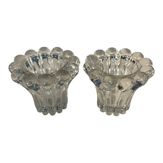 Vintage San Marco West Germany Bubble Glass Crystal Candle Holders – Pair 2.5" Taper