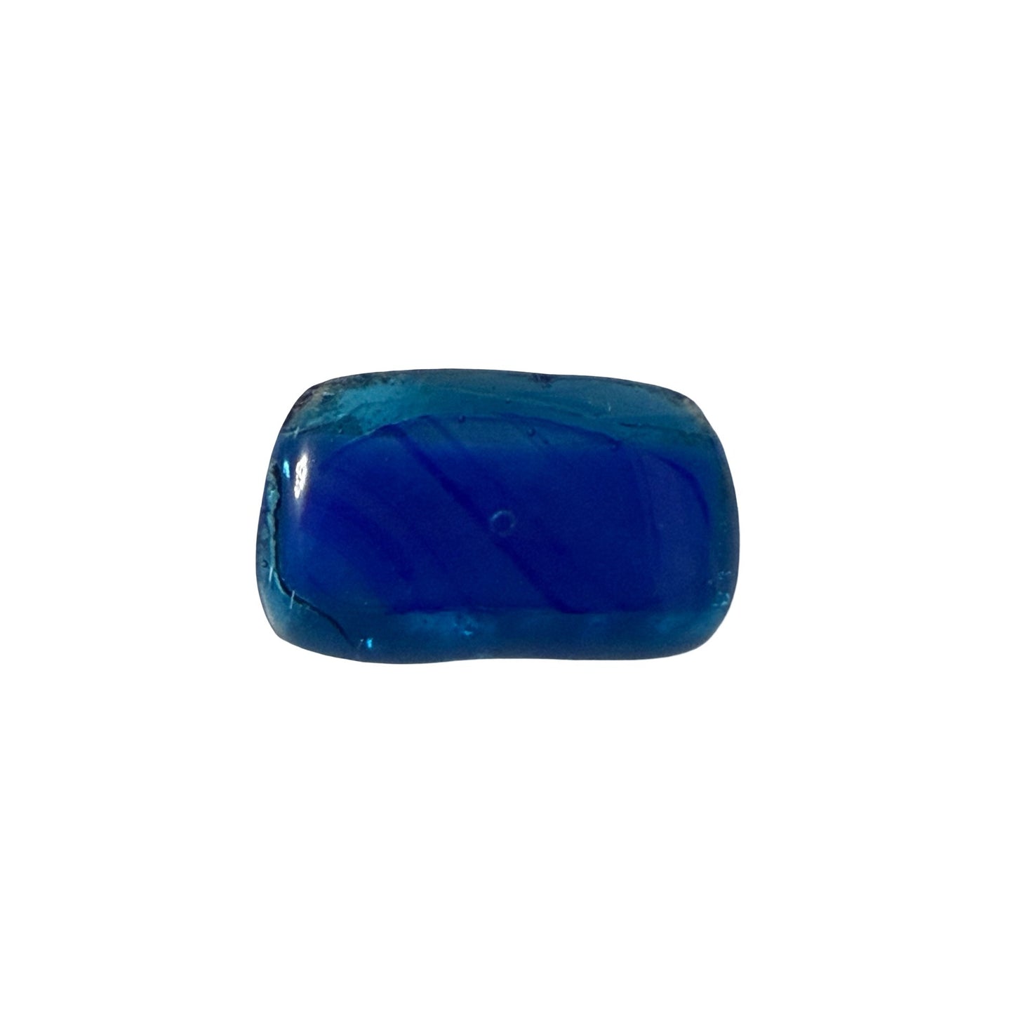 Vintage Handmade Blue Fused Glass Brooch Pin Abstract Art Glass Rectangle