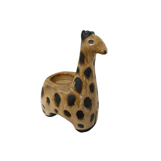 Vintage Ceramic Giraffe Tealight Candle Holder Planter Safari Animal Decor