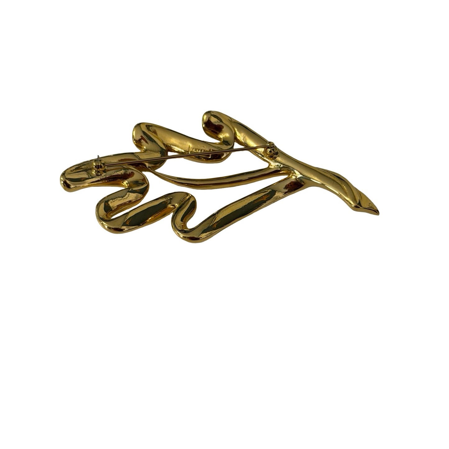 Vintage Trifari Gold Tone Abstract Brooch Modernist Ribbon Pin Signed