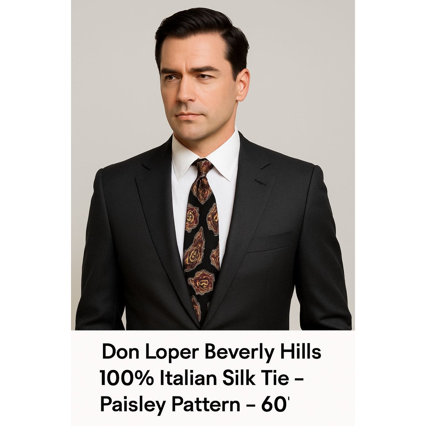 Don Loper Beverly Hills Italian Silk Paisley Tie 60”