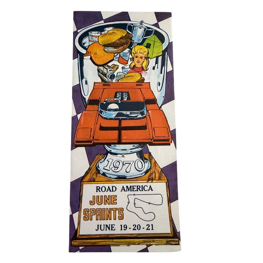 1970 Road America June Sprints Official Event Brochure Program SCCA Elkhart Lake Wisconsin Vintage Racing