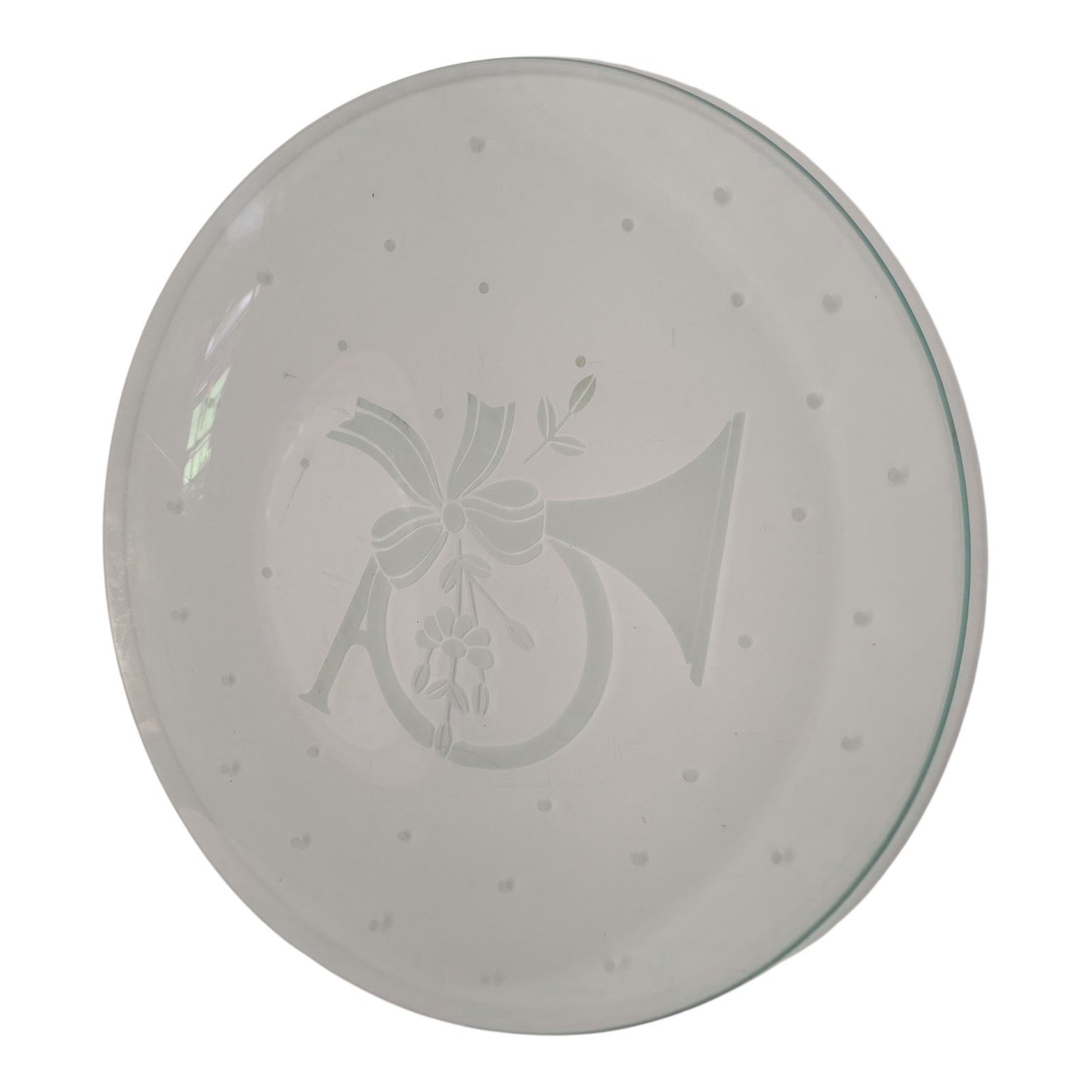 Princess House 13" Heritage Holiday Etched French Horn Glass Platter – 1990s