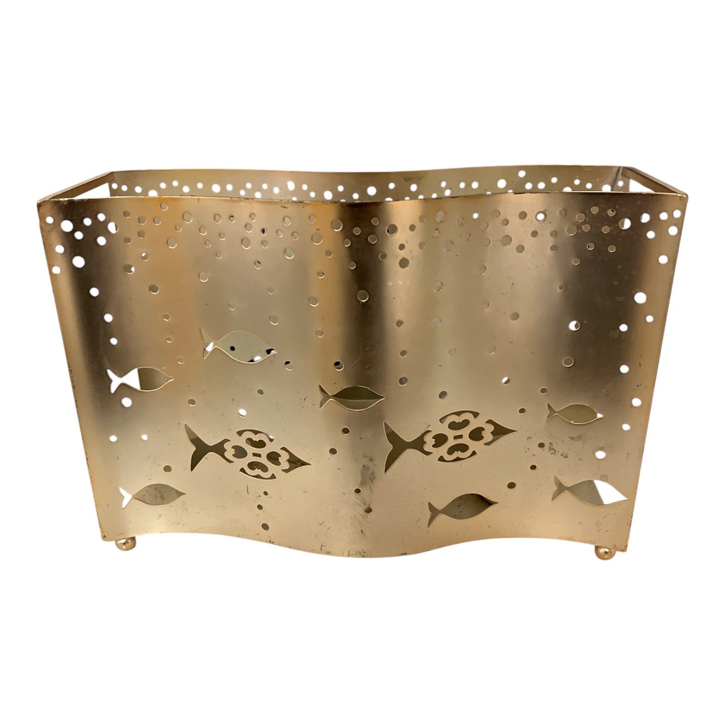 Yankee Candle Co. Gold Metal Tealight Holder – Seaside Fish Cutout Wave Design