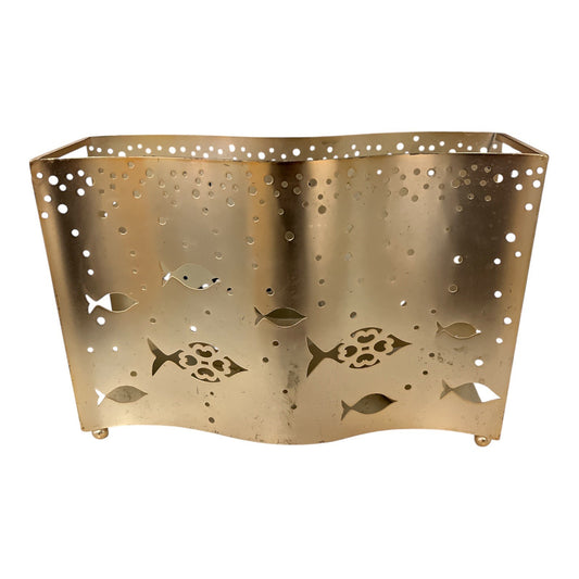 Yankee Candle Co. Gold Metal Tealight Holder – Seaside Fish Cutout Wave Design