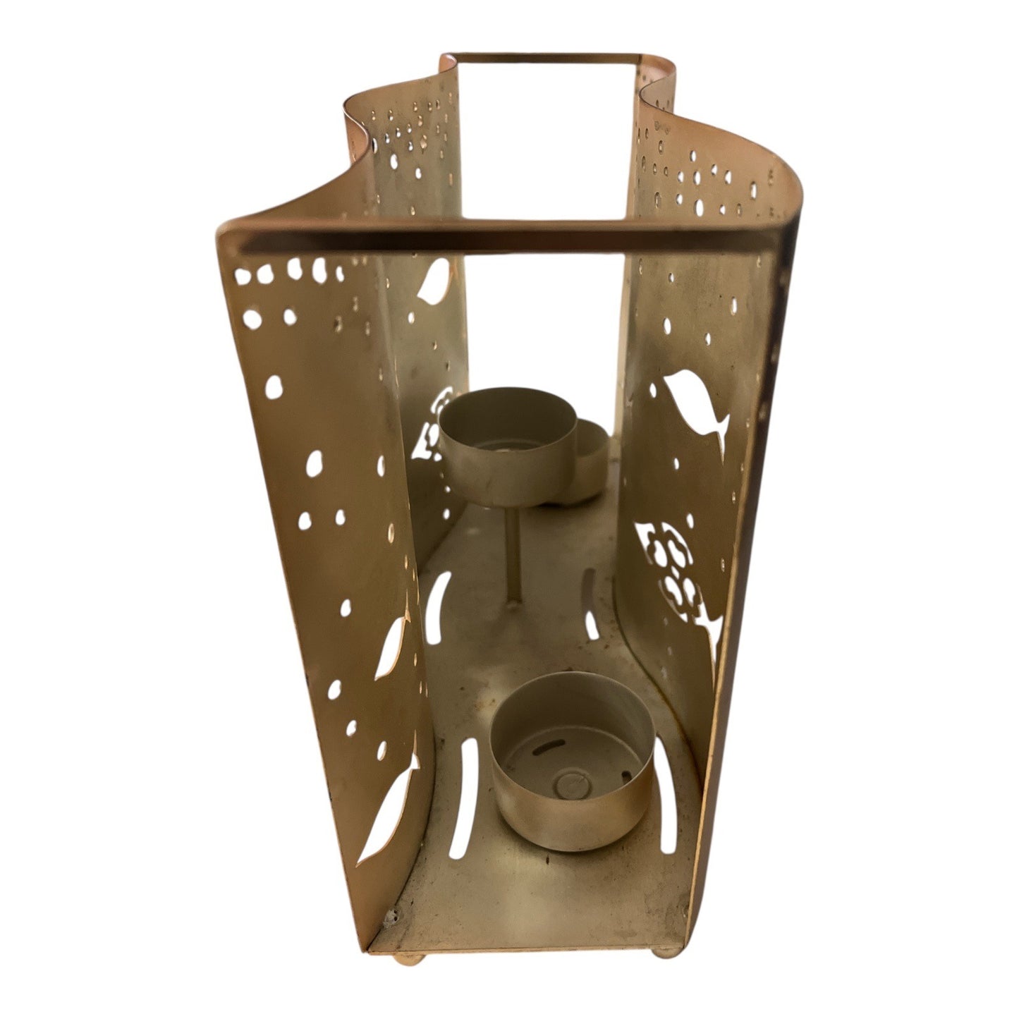 Yankee Candle Co. Gold Metal Tealight Holder – Seaside Fish Cutout Wave Design