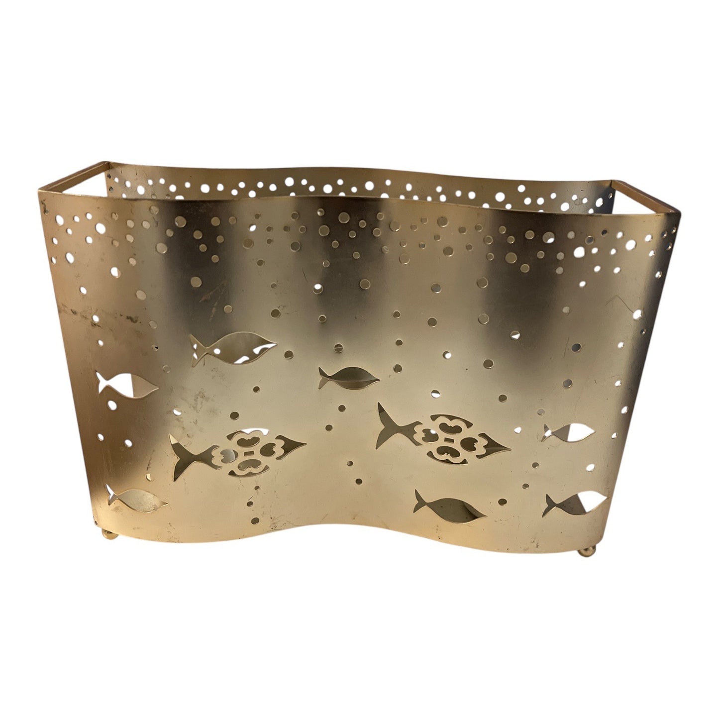 Yankee Candle Co. Gold Metal Tealight Holder – Seaside Fish Cutout Wave Design