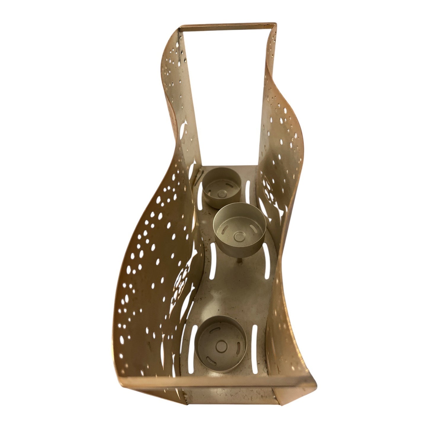 Yankee Candle Co. Gold Metal Tealight Holder – Seaside Fish Cutout Wave Design
