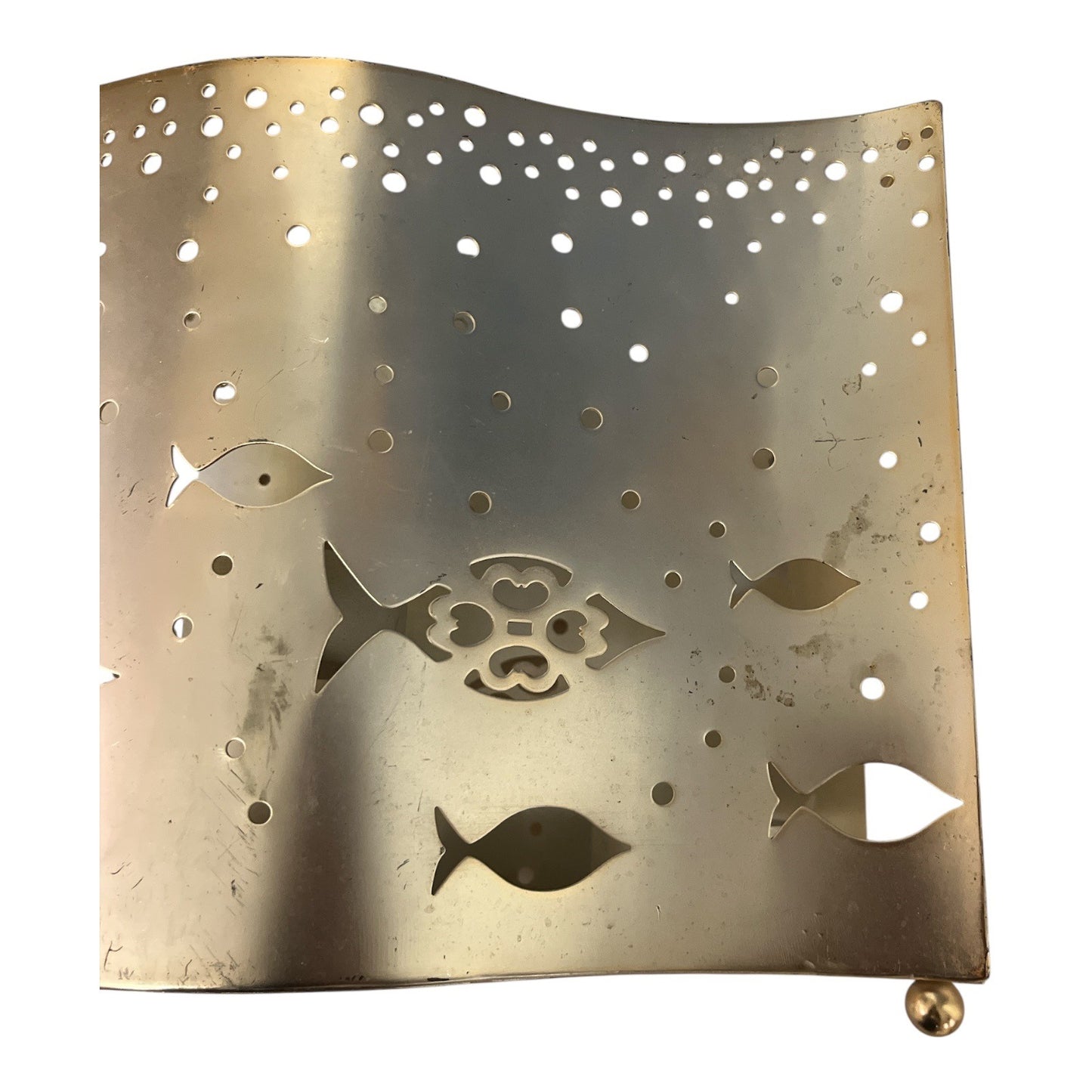 Yankee Candle Co. Gold Metal Tealight Holder – Seaside Fish Cutout Wave Design