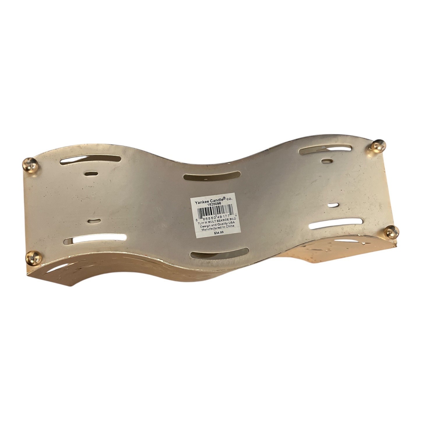 Yankee Candle Co. Gold Metal Tealight Holder – Seaside Fish Cutout Wave Design