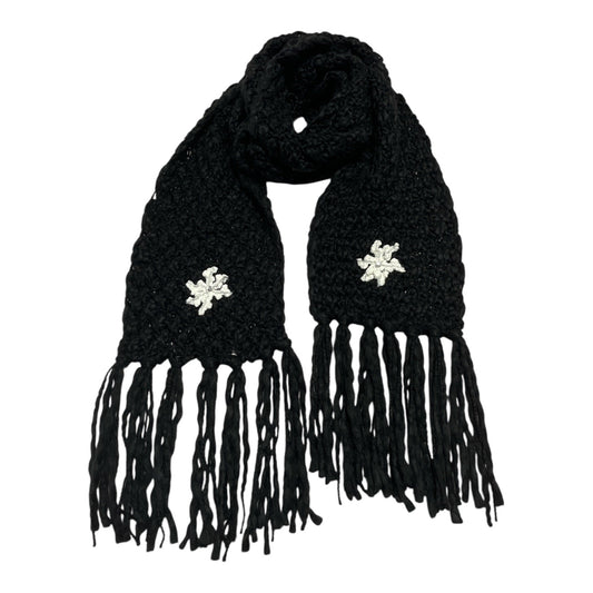 Charming Charlie Black Knit Scarf with Snowflake Appliqué – 94” – NWT