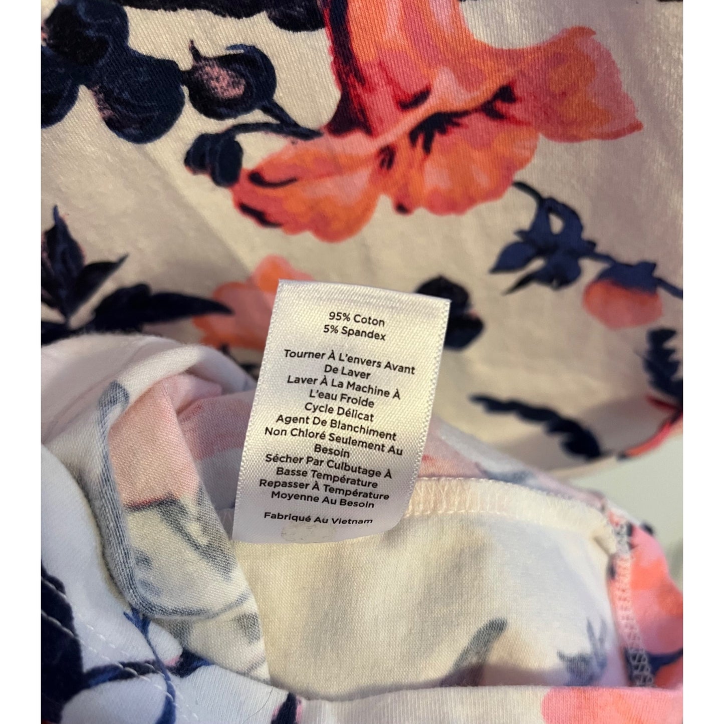 Talbots Floral Knit Top Womens Large Pink Blue White Cowl Neck Long Sleeve Stretch