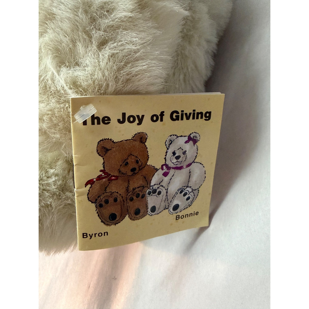 Vintage 1989 Steinbach Bonnie White Teddy Bear Plush The Joy of Giving Book 14 Inch