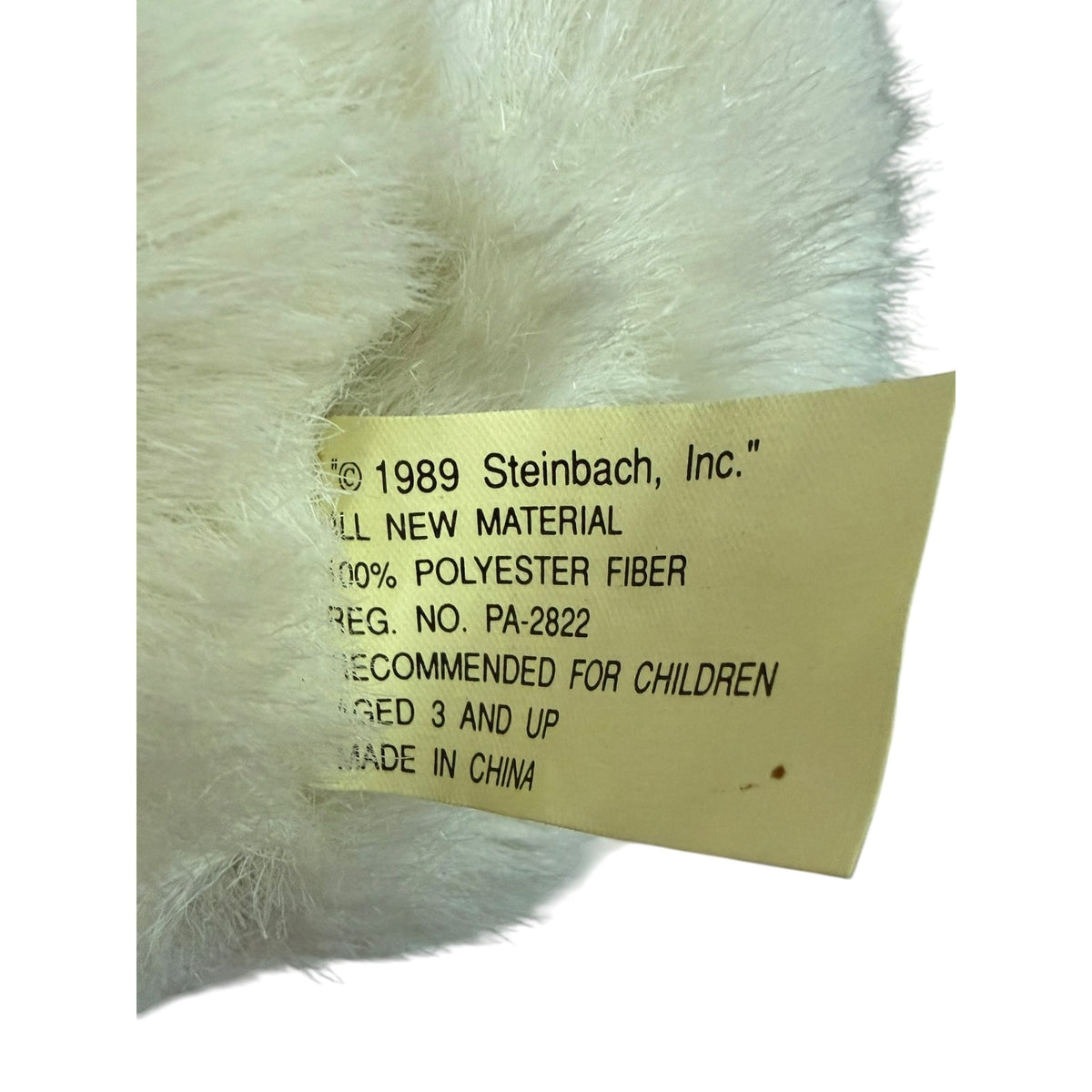 Vintage 1989 Steinbach Bonnie White Teddy Bear Plush The Joy of Giving Book 14 Inch