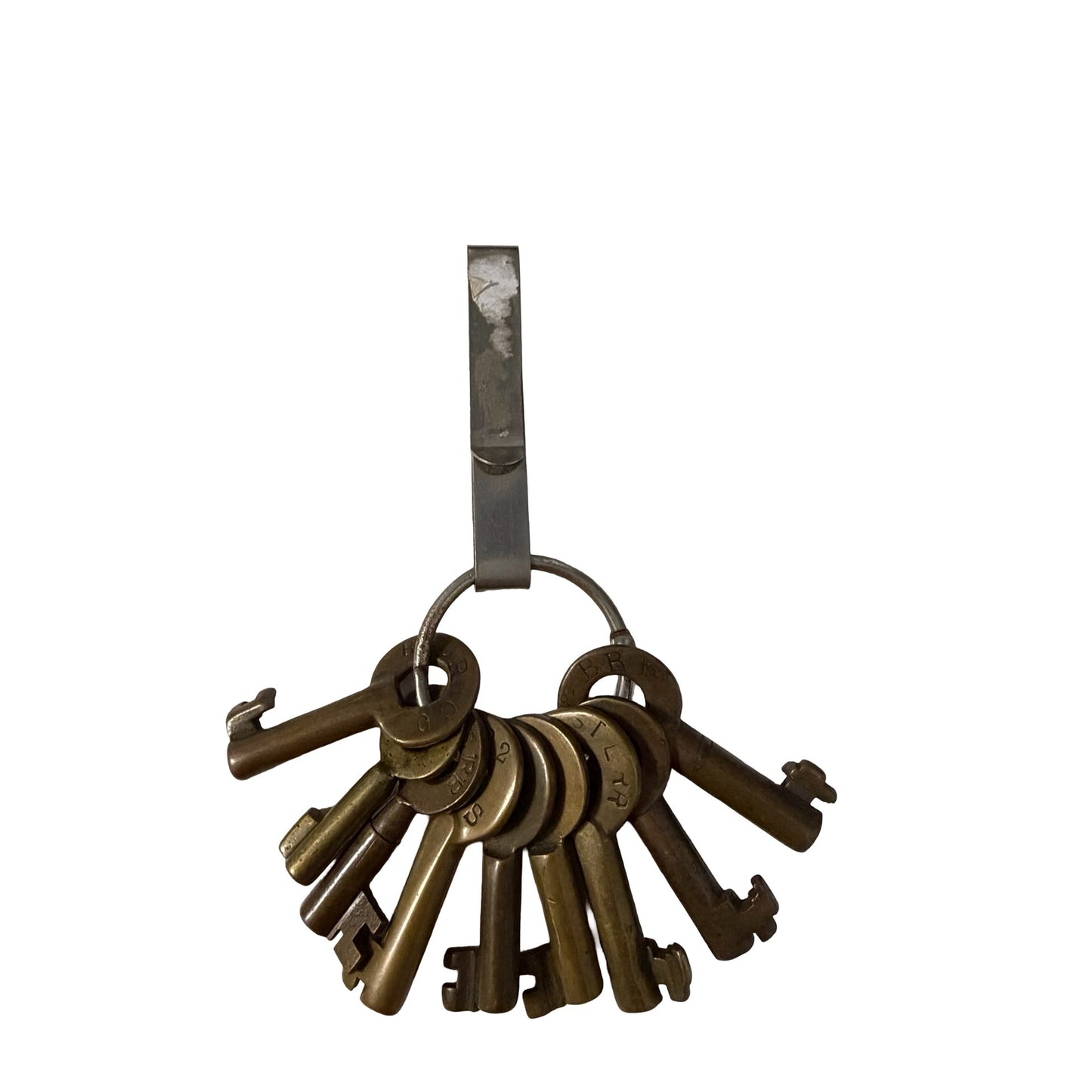 Antique Brass Barrel Key Collection 9 Marked Vintage Keys B&O Erie Big Four
