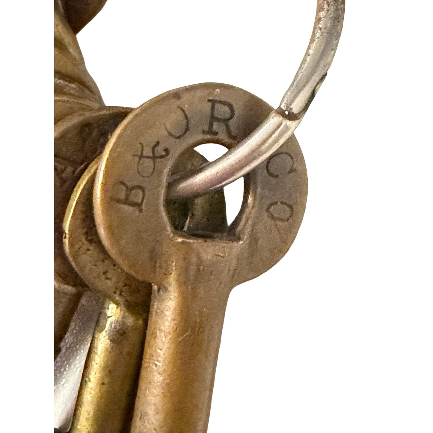 Antique Brass Barrel Key Collection 9 Marked Vintage Keys B&O Erie Big Four