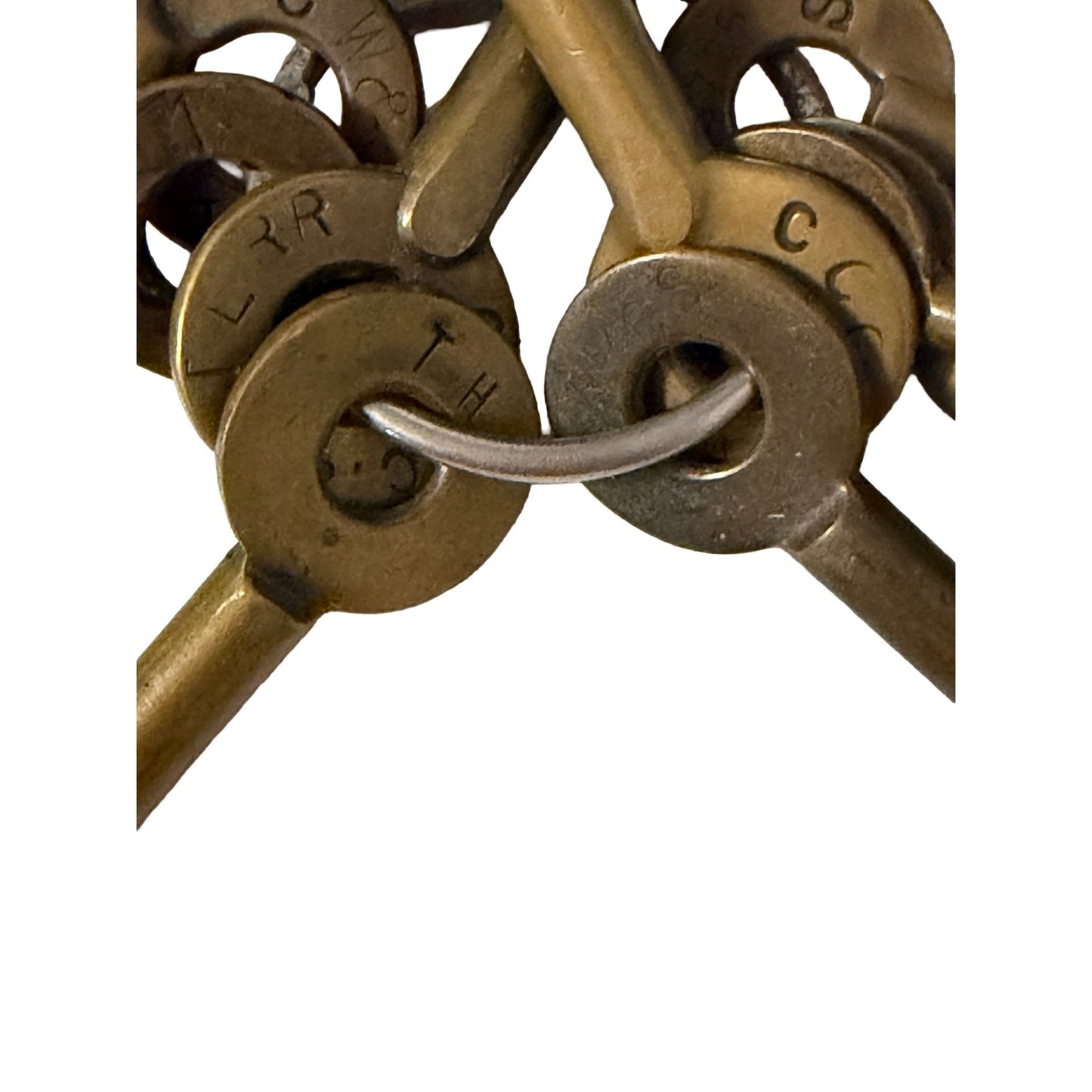 Antique Brass Barrel Key Collection 9 Marked Vintage Keys B&O Erie Big Four