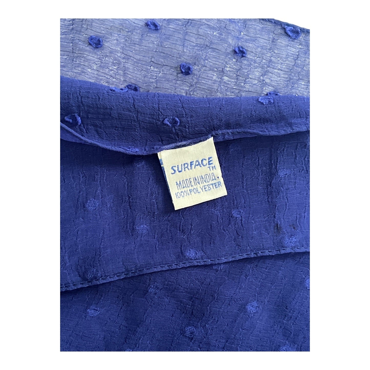 Vintage Blue Sheer Dot Beaded Scarf Wrap 60 x 40 Made in India