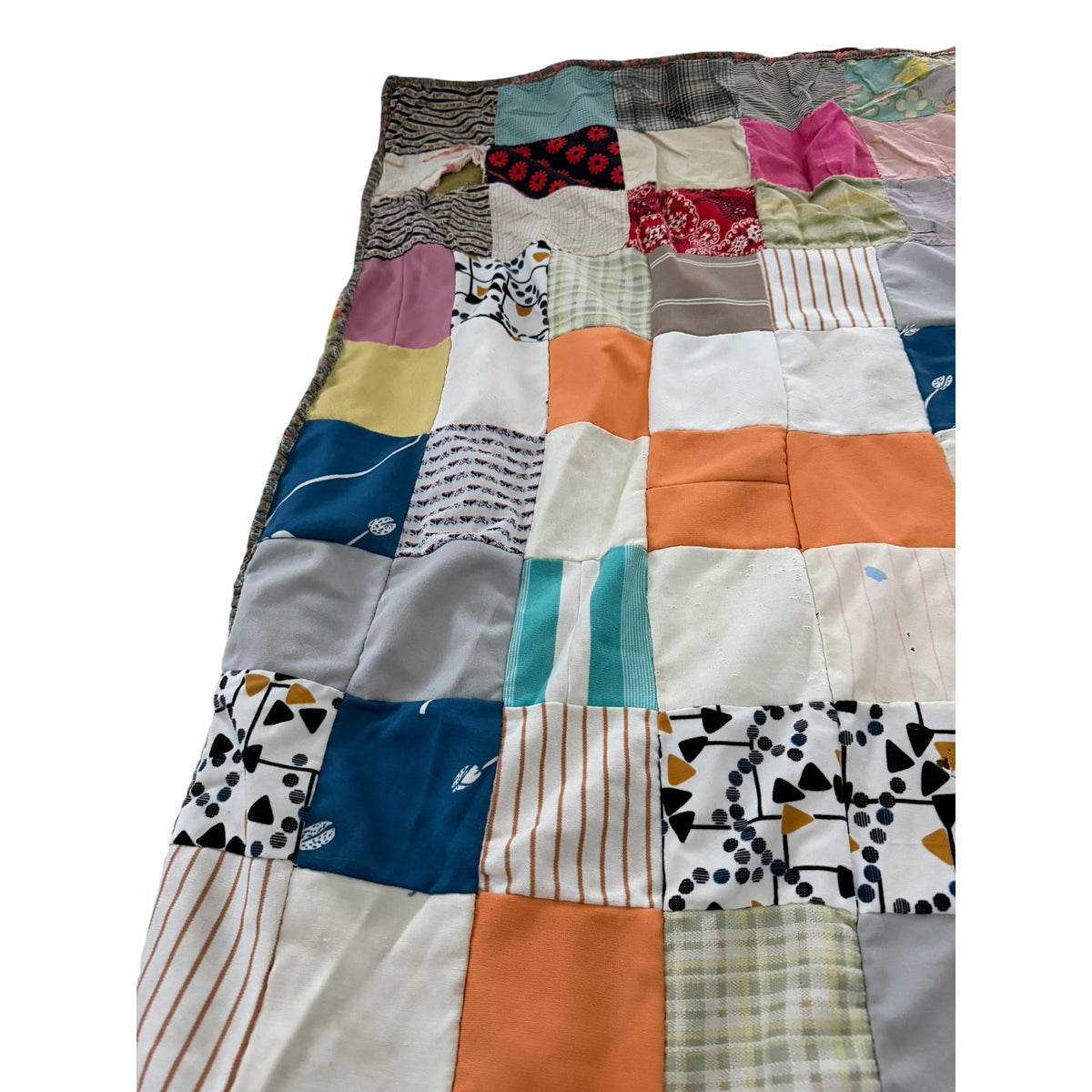 Vintage Handmade Blue White Patchwork Quilt 64x37 Primitive Farmhouse Cutter Quilt