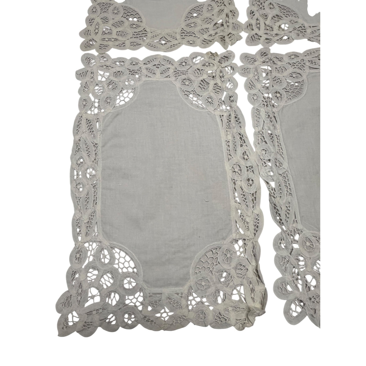 Vintage White Battenberg Lace Dresser Doilies Set of 6