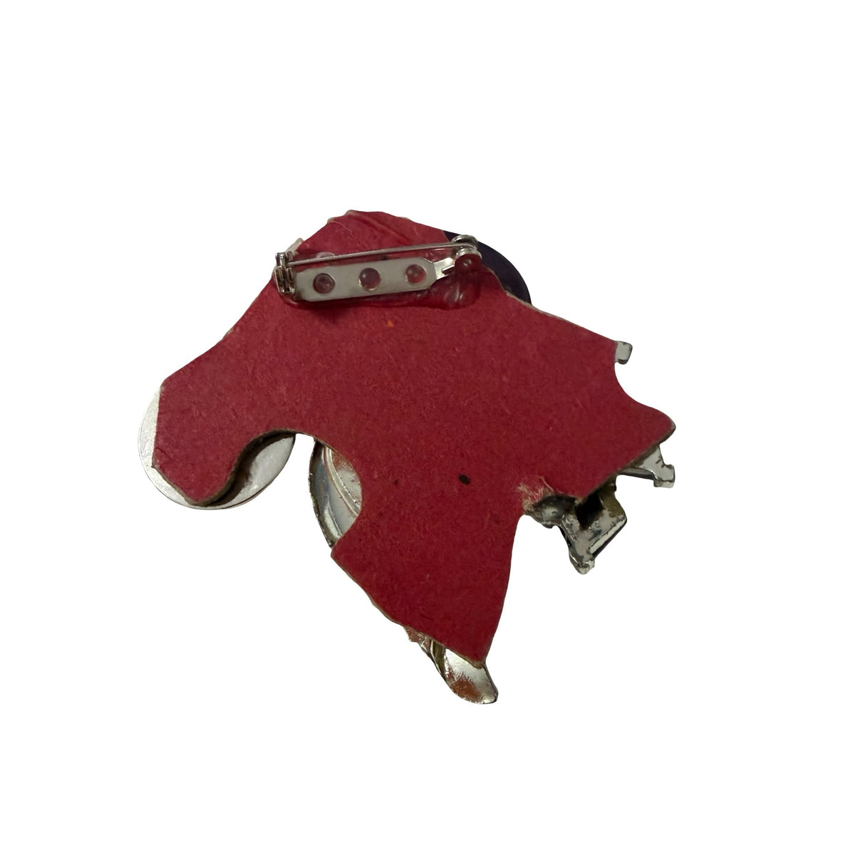 Handmade Assemblage Statement Brooch Black Silver Tone Rhinestone Abstract Pin