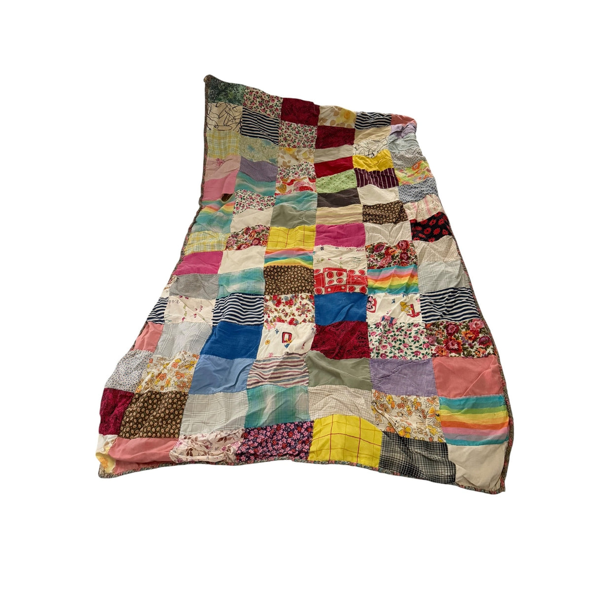 Vintage Handmade Blue White Patchwork Quilt 64x37 Primitive Farmhouse Cutter Quilt