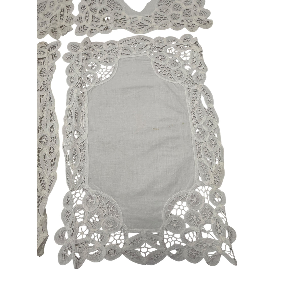 Vintage White Battenberg Lace Dresser Doilies Set of 6