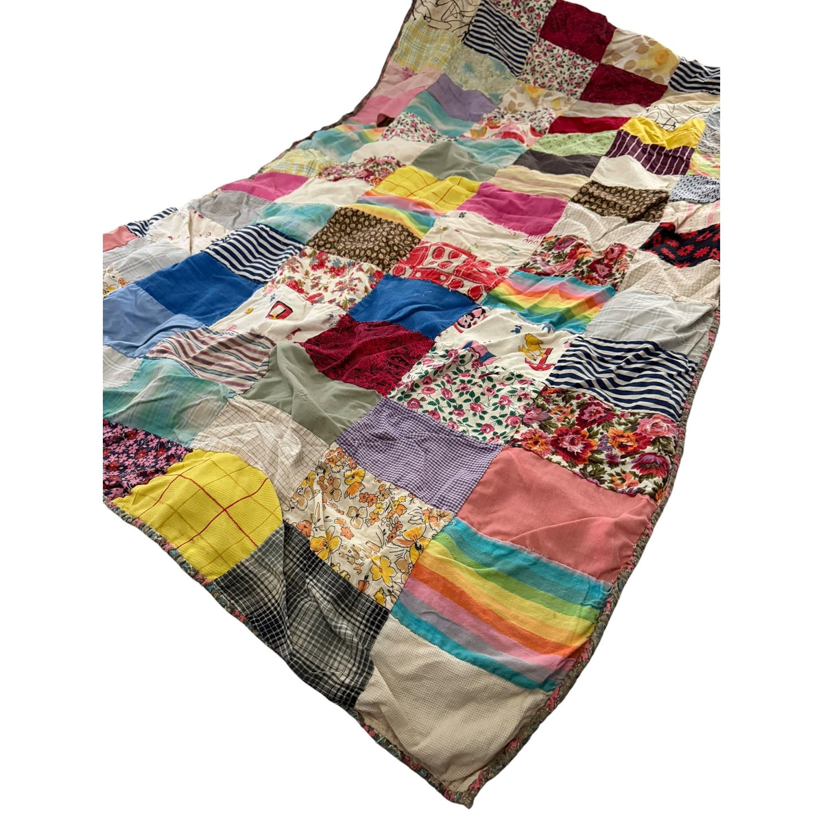 Vintage Handmade Blue White Patchwork Quilt 64x37 Primitive Farmhouse Cutter Quilt