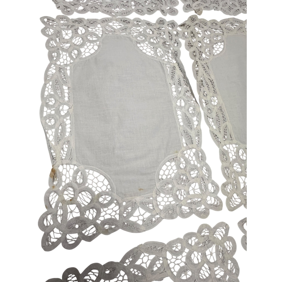 Vintage White Battenberg Lace Dresser Doilies Set of 6