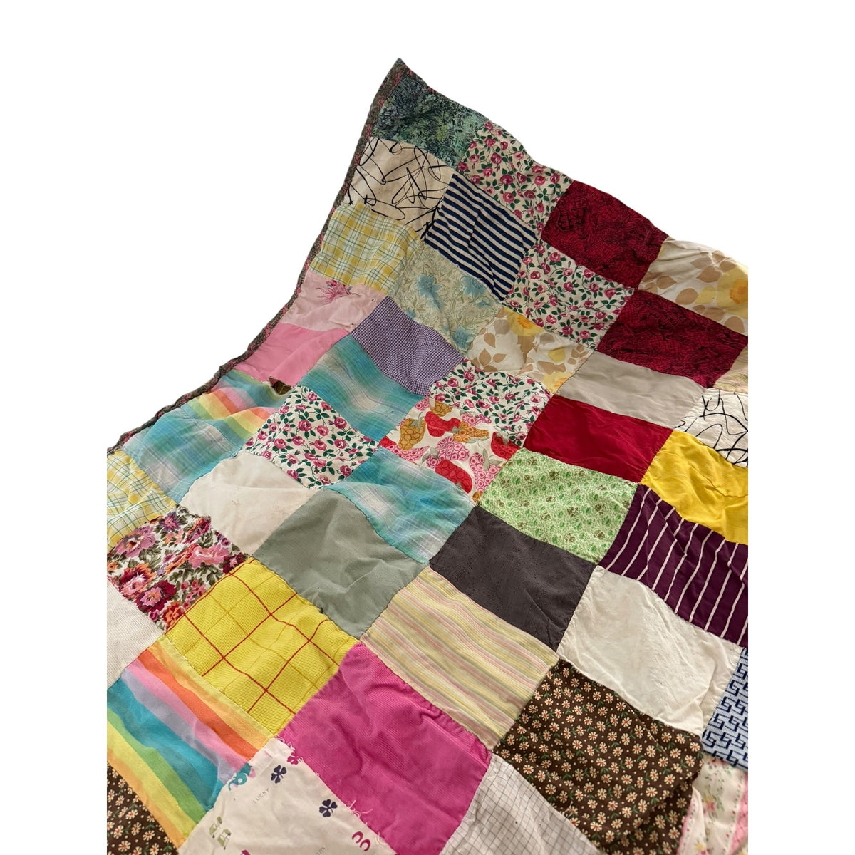Vintage Handmade Blue White Patchwork Quilt 64x37 Primitive Farmhouse Cutter Quilt