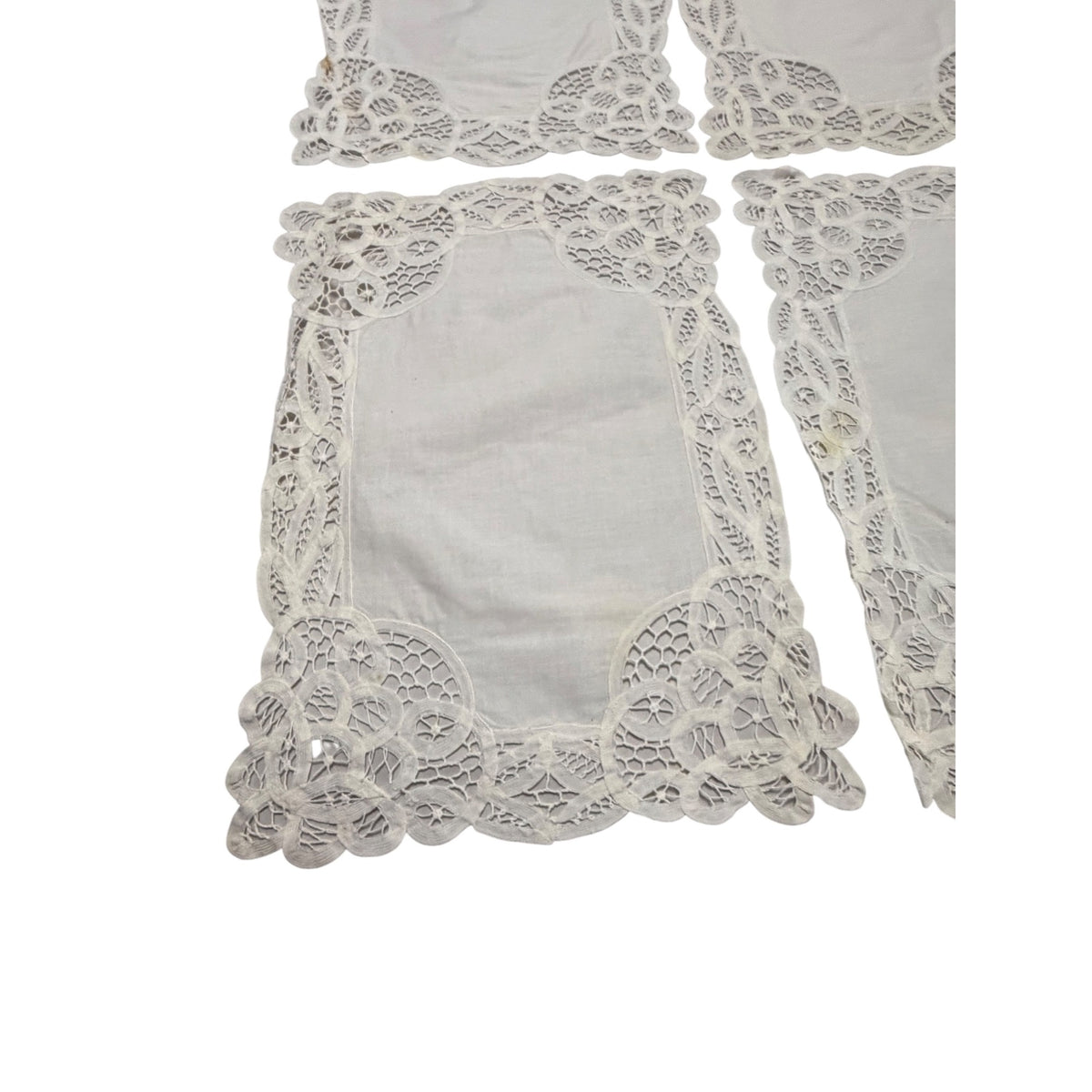 Vintage White Battenberg Lace Dresser Doilies Set of 6