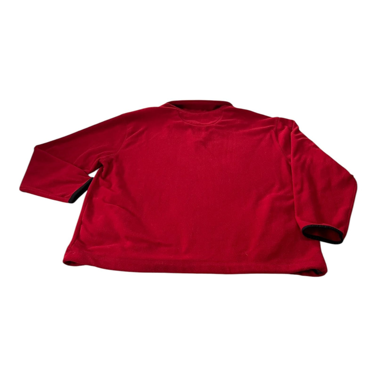 Vtg St. John's Bay Red Fleece Pullover L – 90s Y2K Mens 1/4 Zip Jacket, Black Collar, Pockets