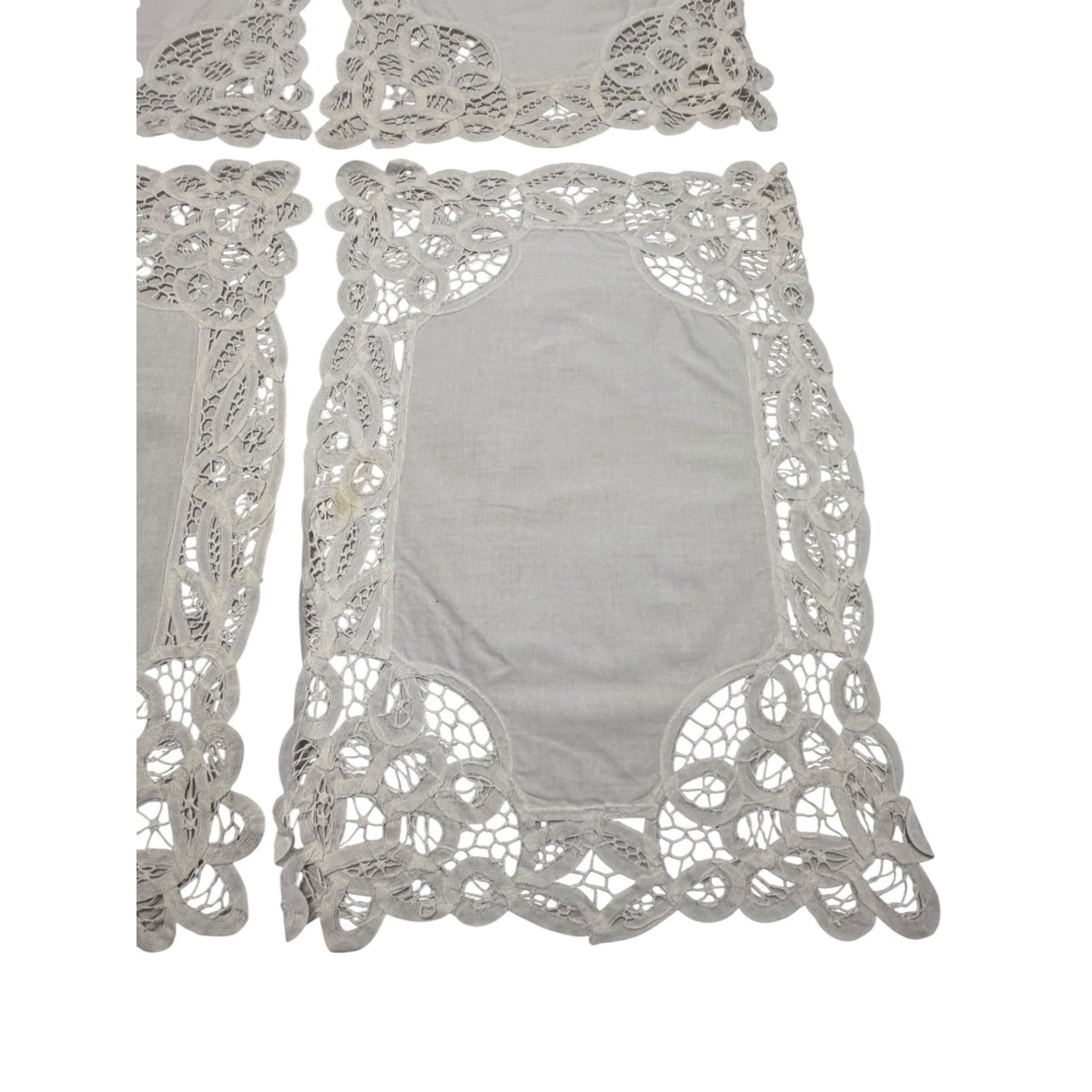Vintage White Battenberg Lace Dresser Doilies Set of 6