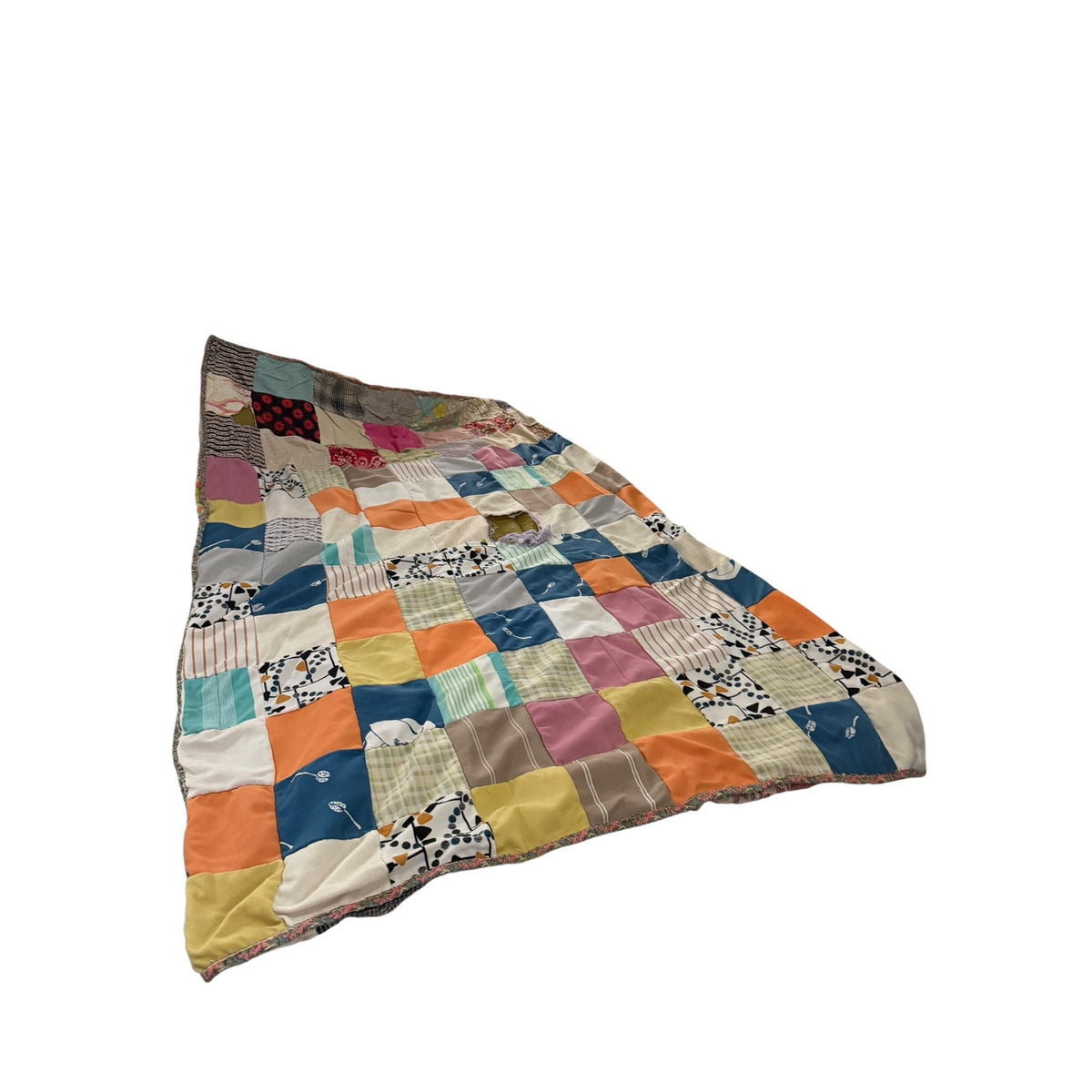 Vintage Handmade Blue White Patchwork Quilt 64x37 Primitive Farmhouse Cutter Quilt