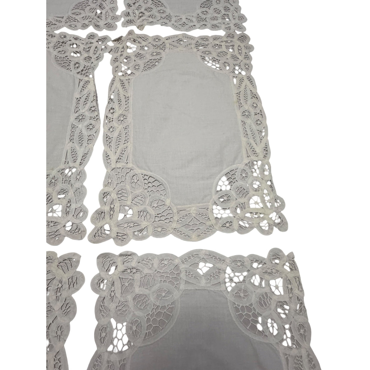 Vintage White Battenberg Lace Dresser Doilies Set of 6