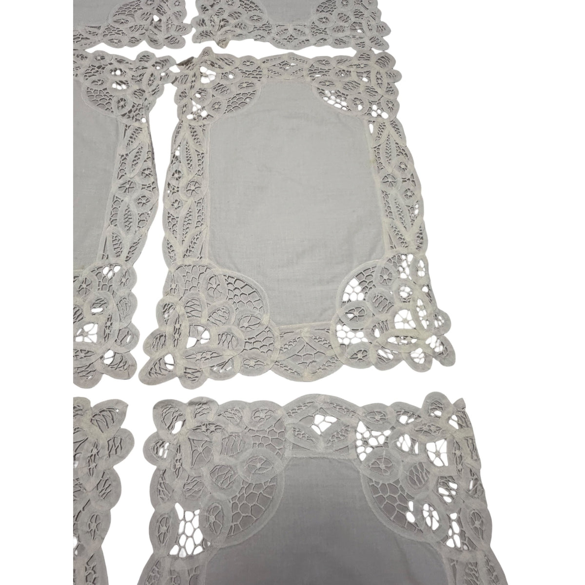 Vintage White Battenberg Lace Dresser Doilies Set of 6