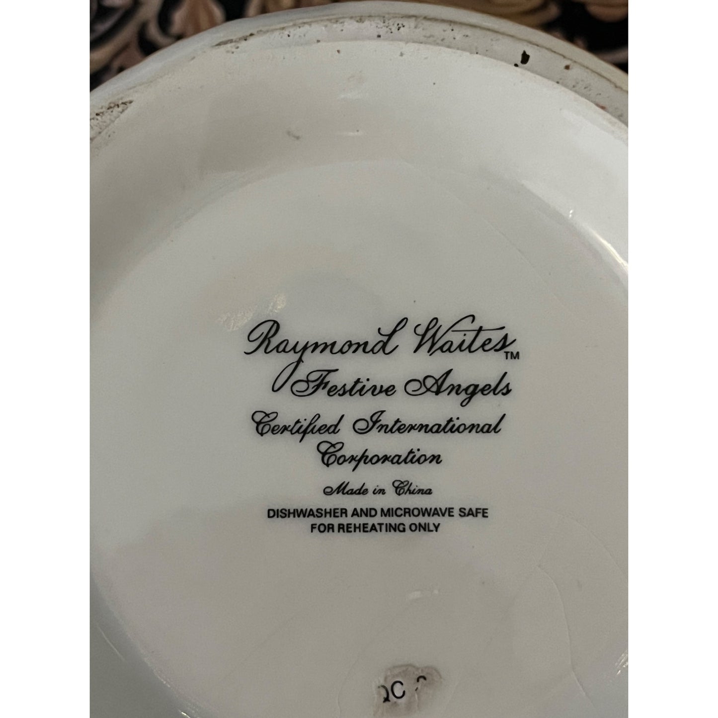 Raymond Waites “Festive Angels” Pedestal Bowl – Certified International – Christmas Angel Design