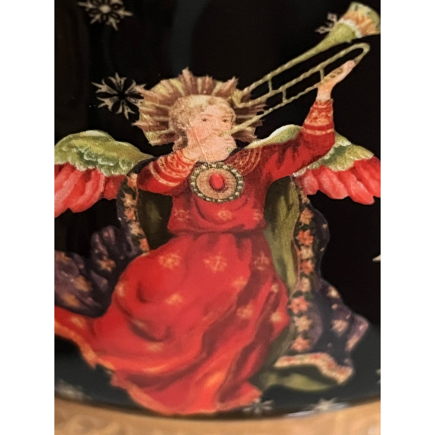 Raymond Waites “Festive Angels” Pedestal Bowl – Certified International – Christmas Angel Design