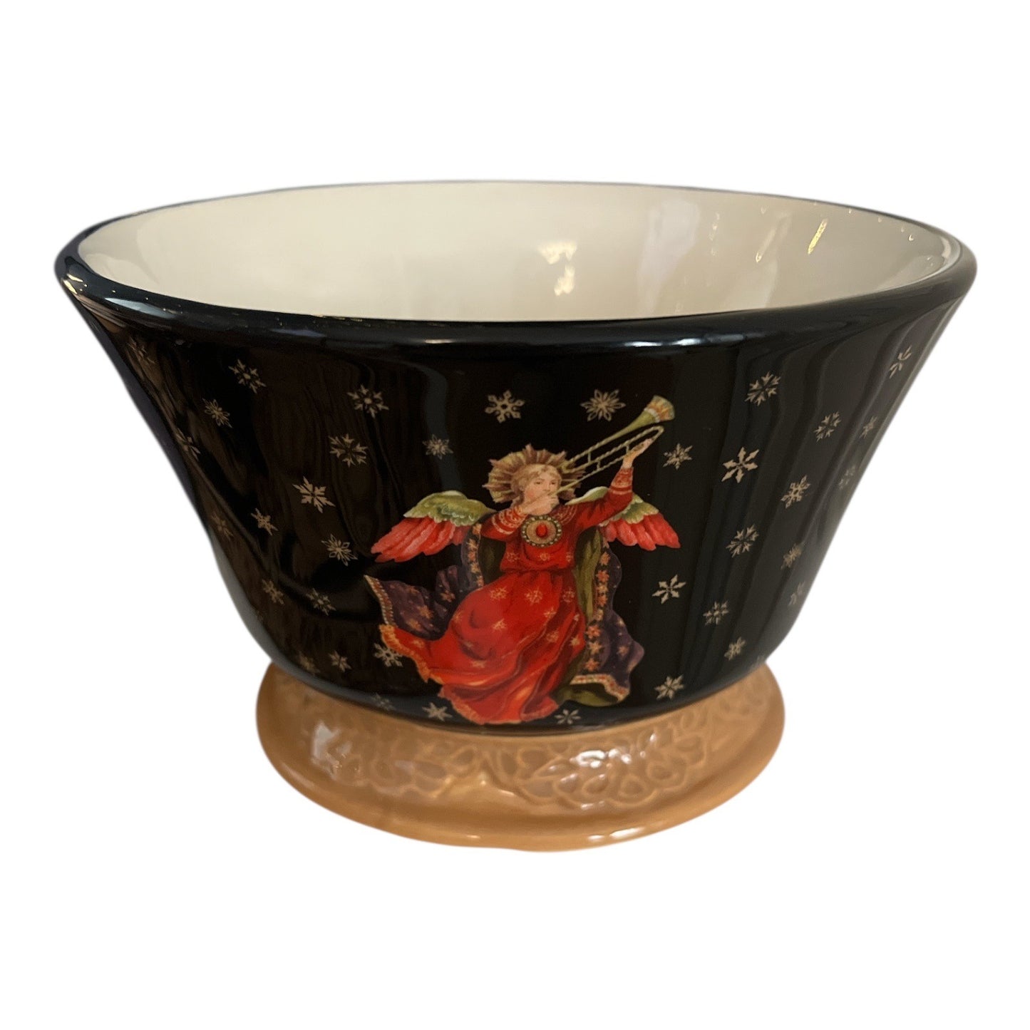 Raymond Waites “Festive Angels” Pedestal Bowl – Certified International – Christmas Angel Design