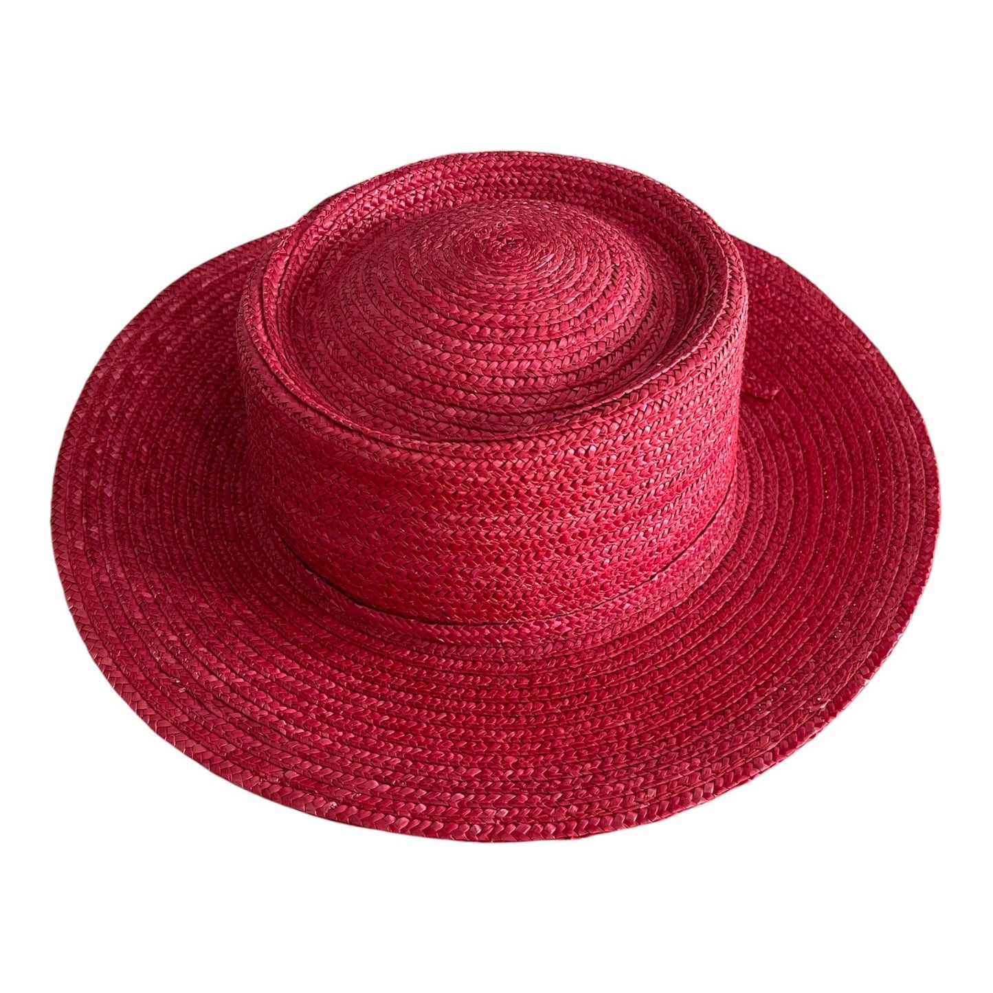 VTG Betmar New York Pink Straw Hat – Wide Brim with Bow – Style G165