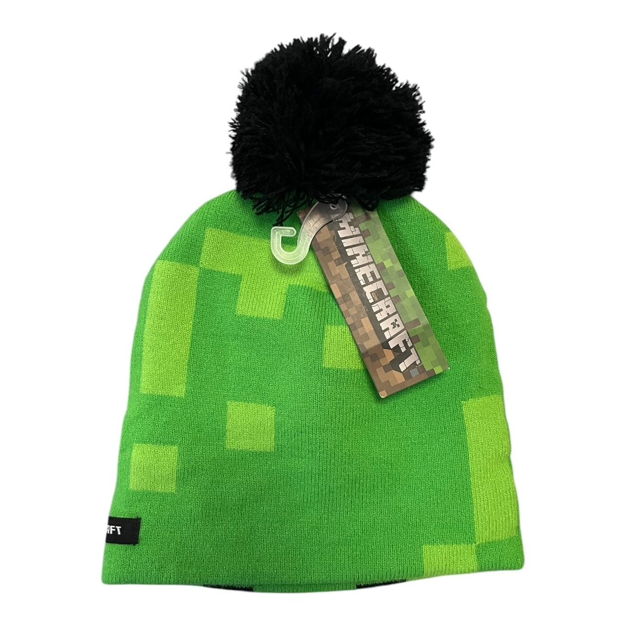 Minecraft Creeper Pom Beanie Hat – Green Pixel Pattern NWT – 2019 Mojang