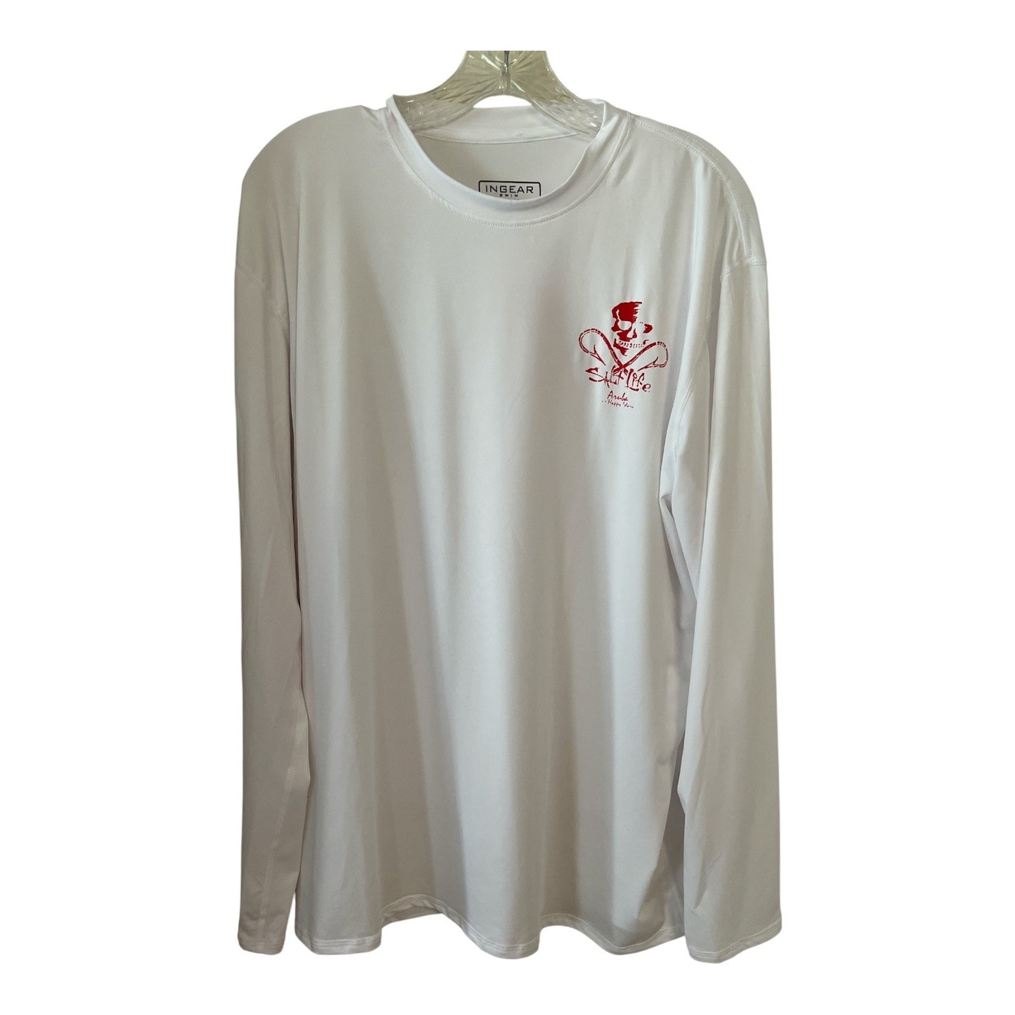 InGear Swim Salt Life Aruba Long Sleeve Shirt Men’s XL | White Red Skull Logo | 48x29