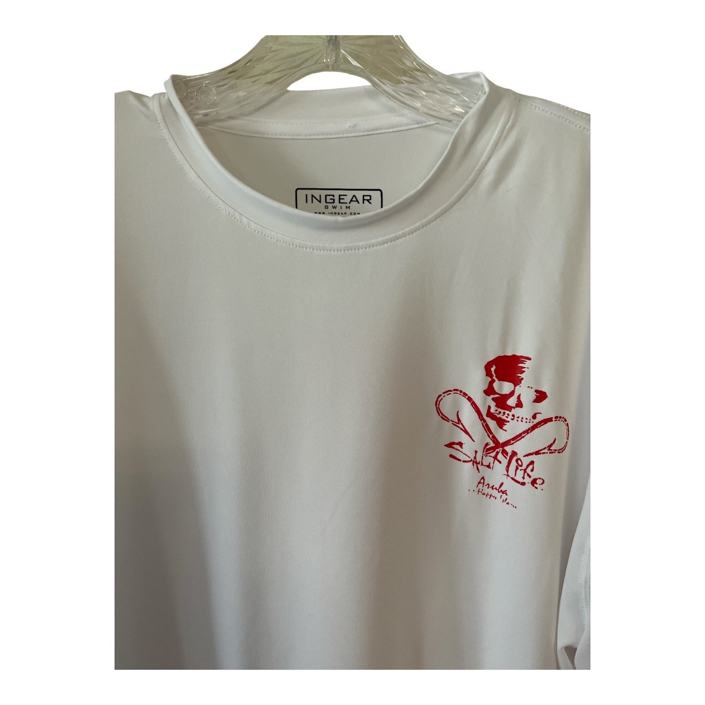 InGear Swim Salt Life Aruba Long Sleeve Shirt Men’s XL | White Red Skull Logo | 48x29