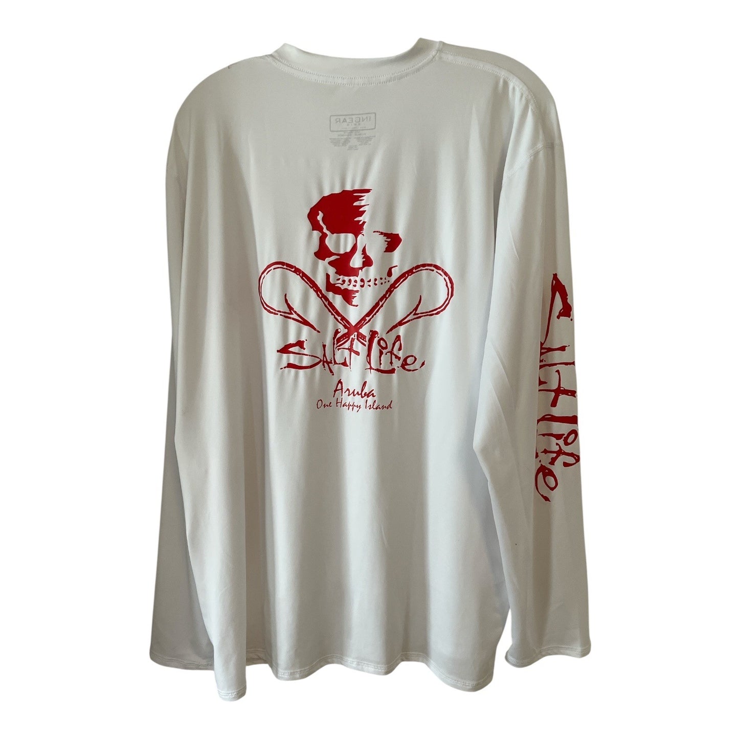 InGear Swim Salt Life Aruba Long Sleeve Shirt Men’s XL | White Red Skull Logo | 48x29