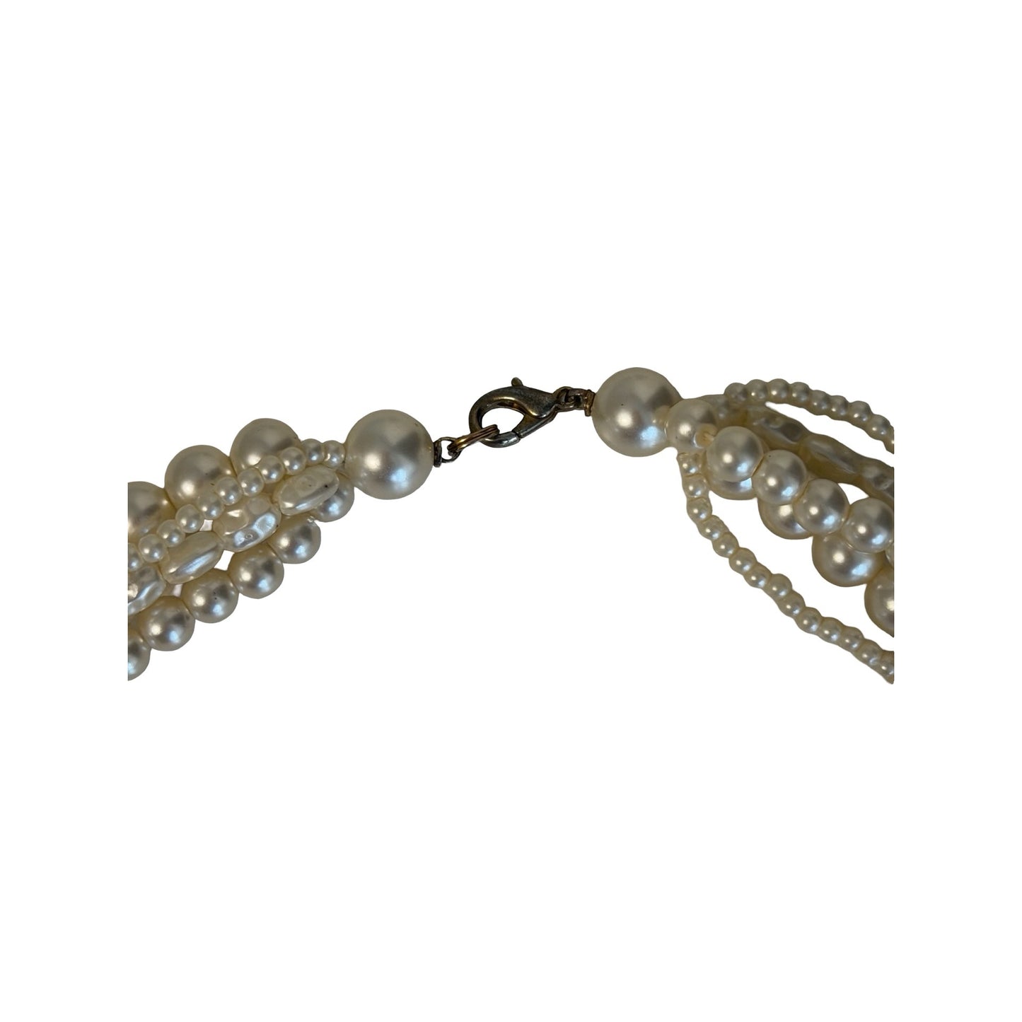 Vintage Faux Pearl Multi Strand Necklace 26” Layered Beaded Statement Necklace